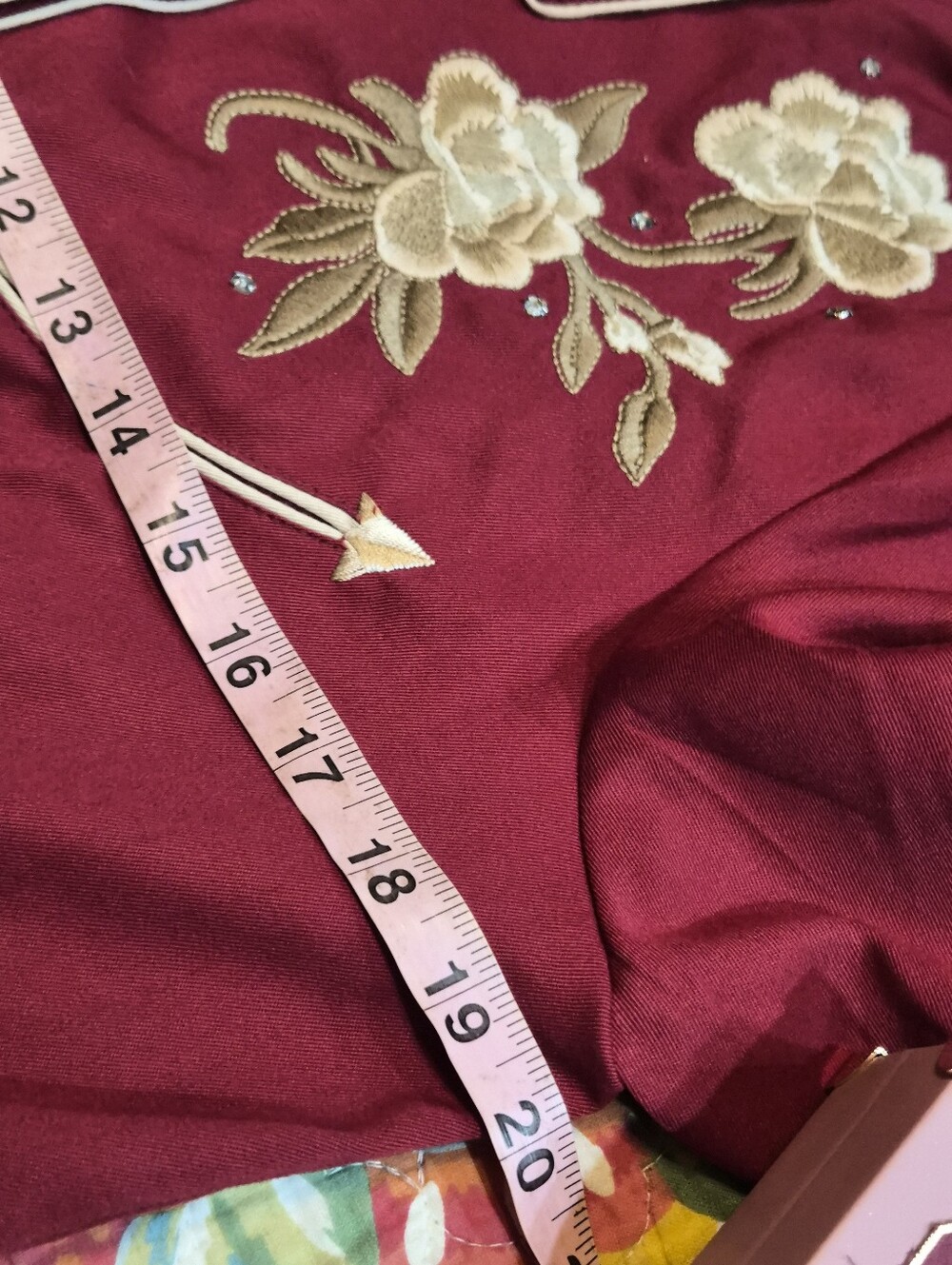 Scully Cranberry Floral Embroidered Rhinestone Western Shirt Size Small - Picture 5 of 9